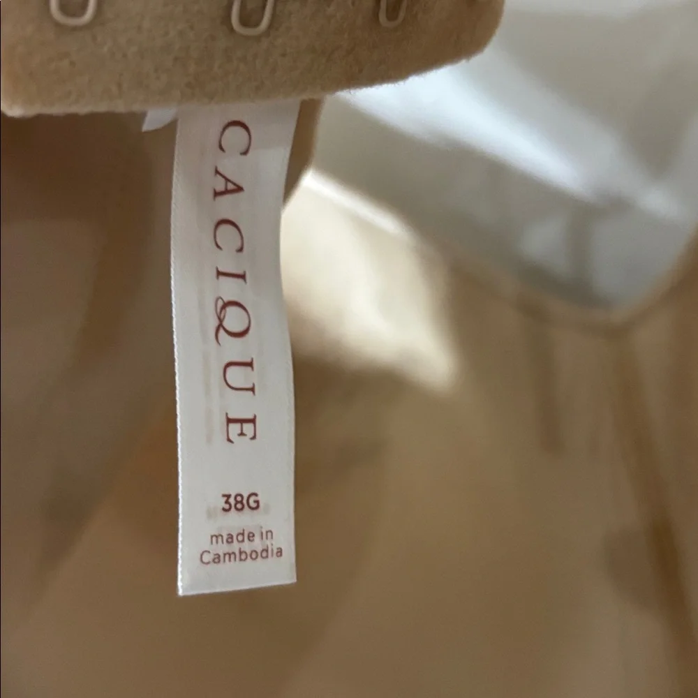 Cacique Lightly Lined No-Wire Bra Tan Nude Comfort T-Shirt Lounge Plus Size 38G - Picture 3 of 4
